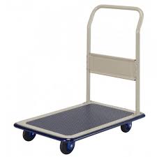 Fixed Handle Platform Trolley – Robust Steel Trolley with Fixed Push Handle and Heavy Duty Wheels, Perfect for Moving Boxes, Tools and Goods in Stores and Workshops